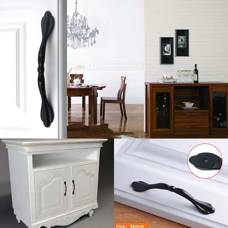 Аппаратные средства 1 шт. ручки шкафа ящика Твердые Алюминий сплав Черная для