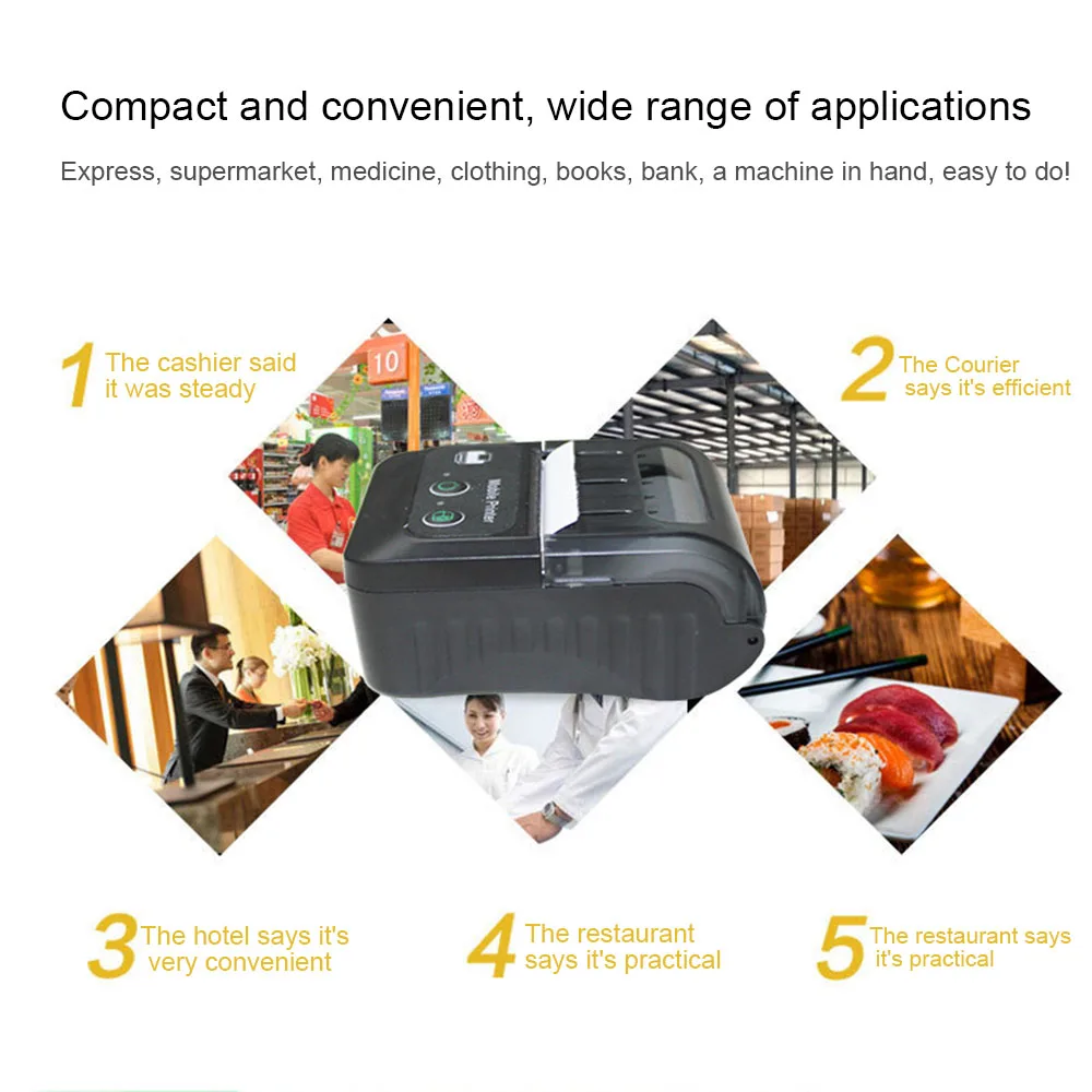 

Wireless BT Label Printer Portable 58mm Thermal Receipt Printer Mini USB Bill POS Mobile Printer Support ESC/POS Print Command
