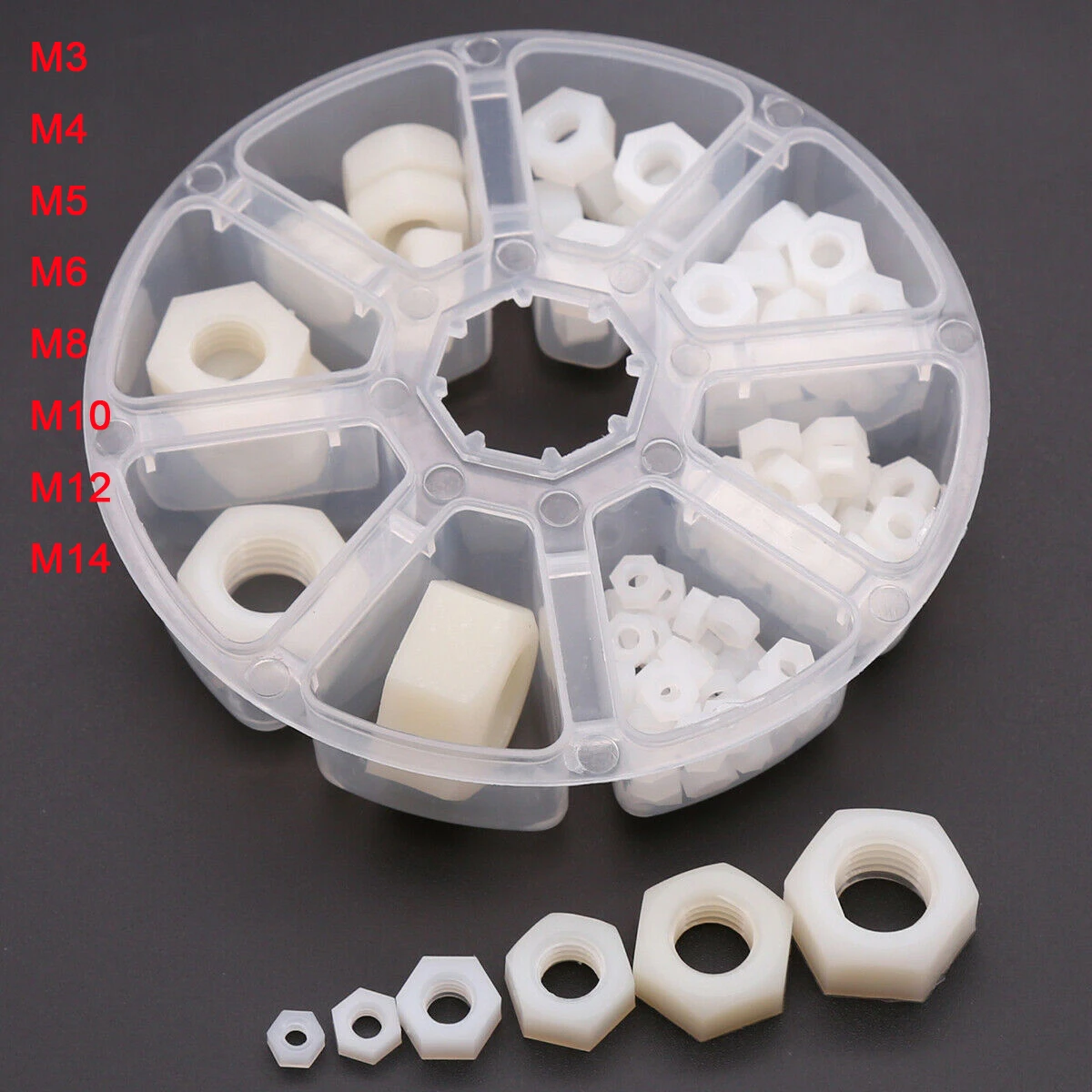 1 коробка белых пластиковых нейлоновых шестигранных гаек в комплекте
