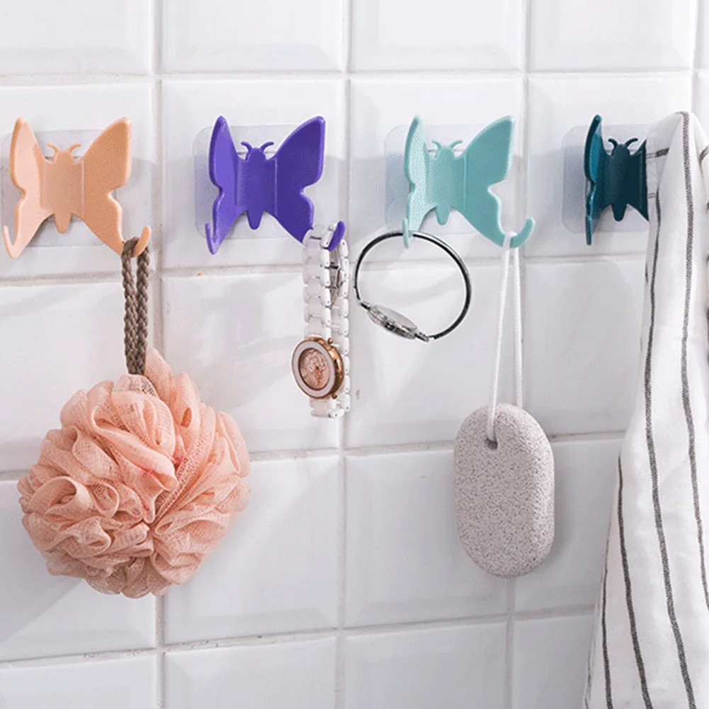 

Decorative Shower Hook Holder Butterfly Shaped Wall Hangers for Bag Keys Towels Bathroom HR