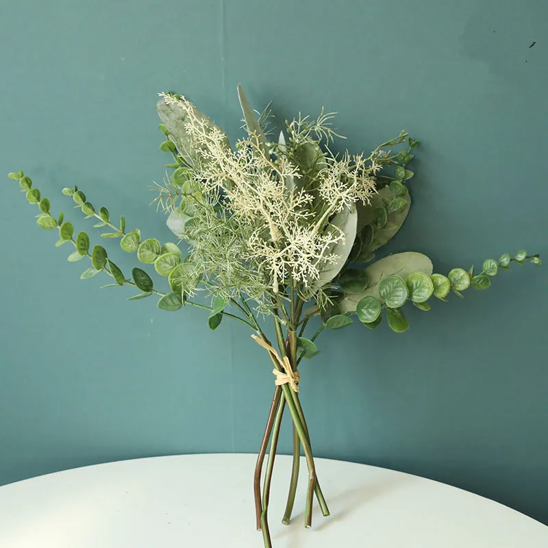 Трава и листья Смешанный Букет искусственных цветов для украшения дома гостиной