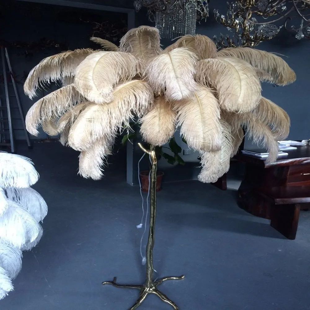 Напольная Лампа с золотым и медным пером американская Светодиодная лампа