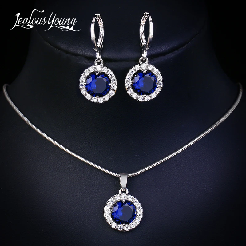 Модные роскошные круглые циркониевые женские свадебные ювелирные наборы с