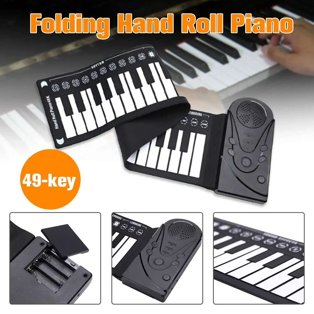 Портативное гибкое пианино с зарядкой от usb MIDI-клавиатура 49 Ключи, электронное пианино, кремниевое рулонное пианино для студентов, детей, начинающих
