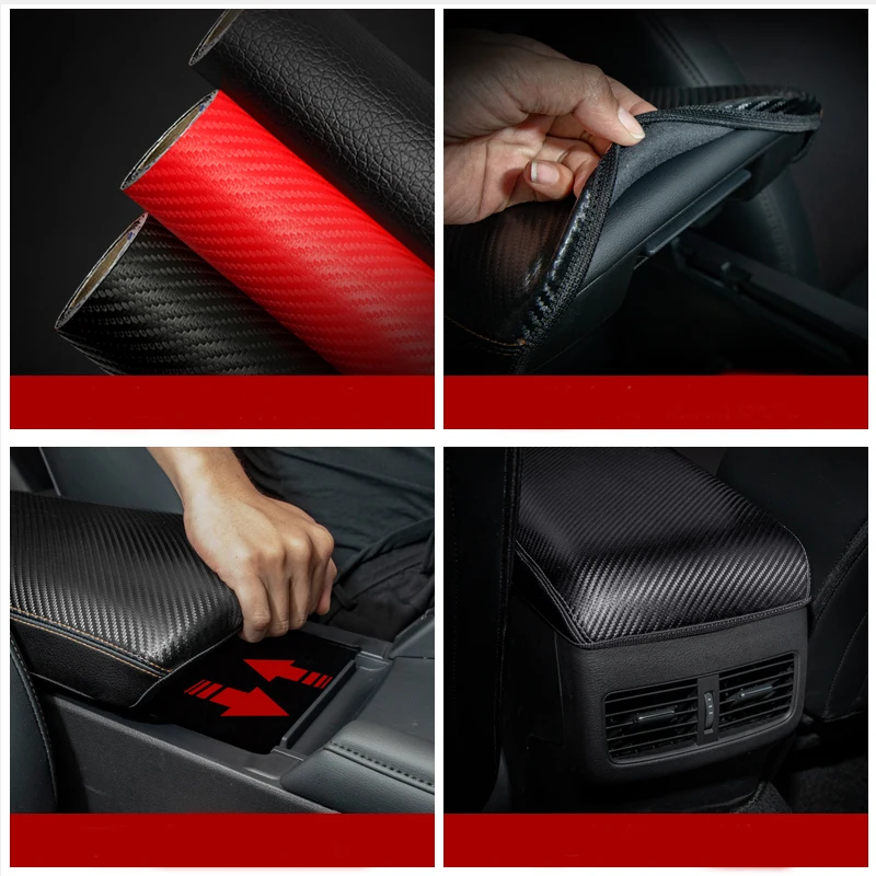 

Carbon Pu Leather Car Armrest Cover Pad Console Arm Rest Pad Accessories For 2020 Mazda 3