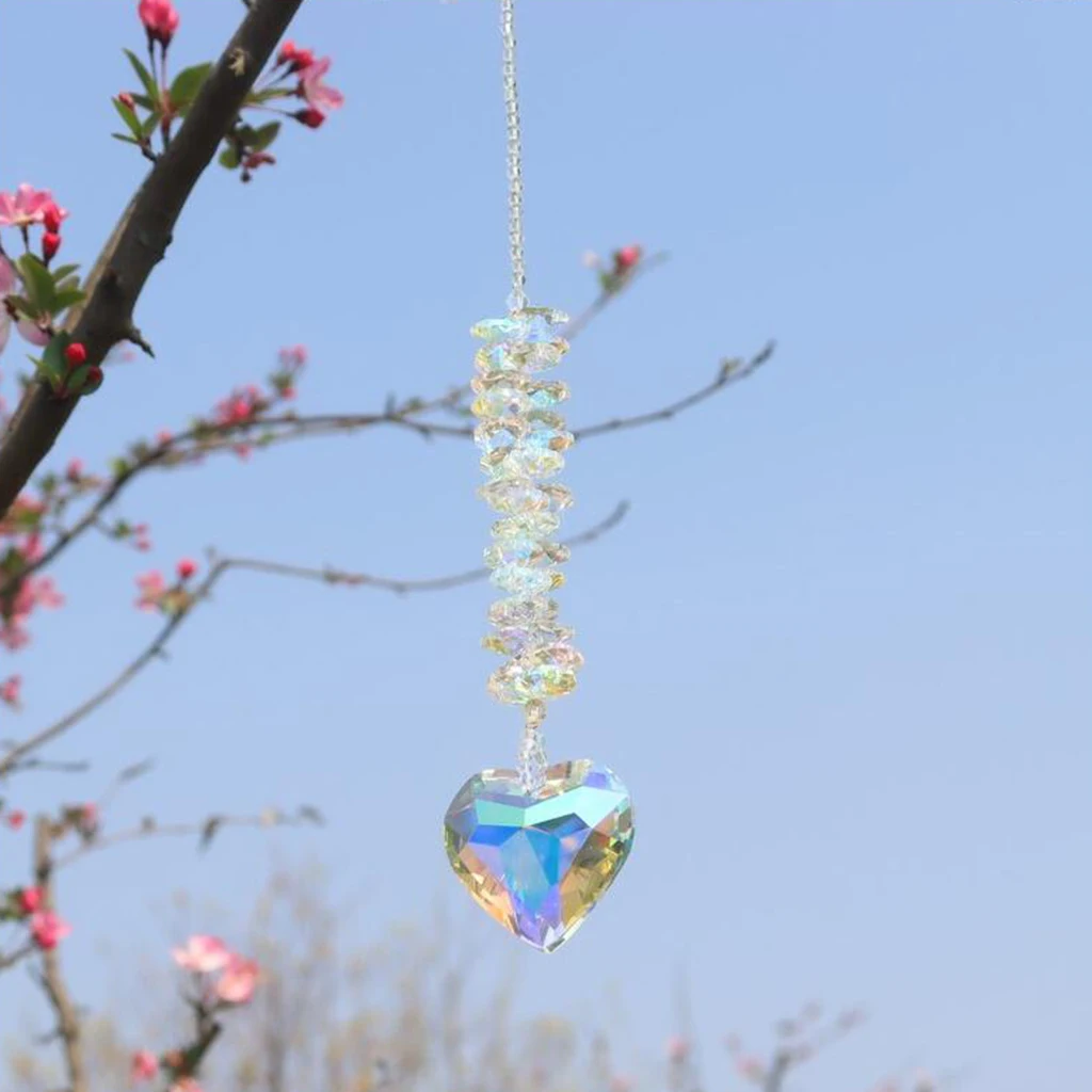 

Creative Crystal Heart Shapeed Wind Chime Wall Hanging Pendant Windbell Home Indoor Decor Gift for Friends Gift