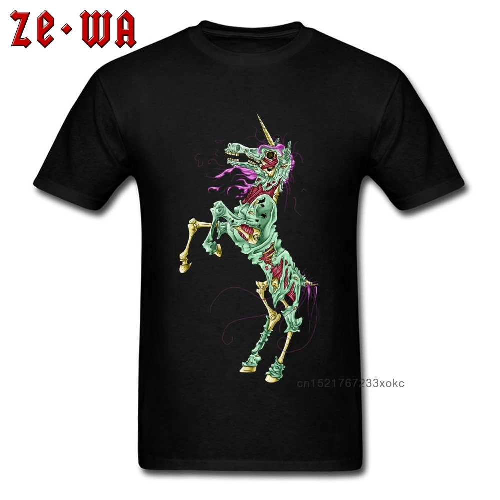 Футболка На Хэллоуин Мужская футболка с единорогом лошадкой скелетом принтом
