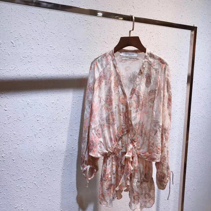 Романтическая Праздничная Стильная женская рубашка с цветочным принтом топы v