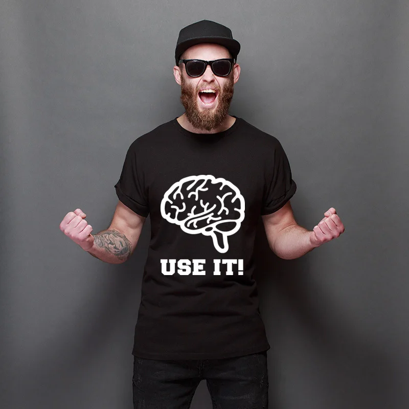 

New Arrival Use Your Brain Personalized Party Tees Prevalent Custom T-Shirt Fitted Cotton T-Shirts For Unisex