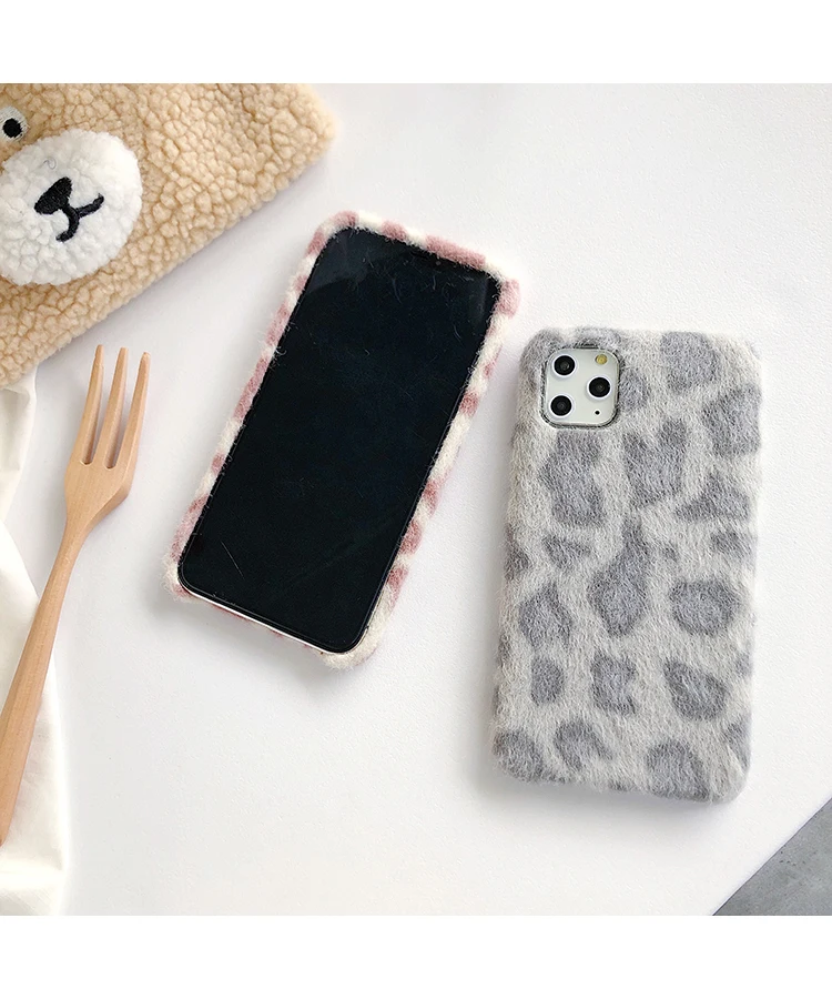Леопардовая флисовая Мобильная оболочка для iPhone 11 Pro Max женский осенний зимний чехол для iPhone X XR XS Max 8 7 6 6S Plus