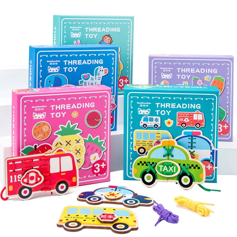 Деревянная головоломка Монтессори строительные игрушки мультяшное движение