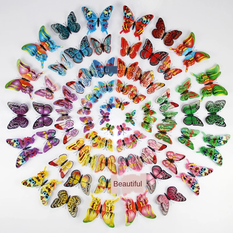 Настенные Цветные 3D наклейки в виде бабочек для гостиной свадьбы домашний декор