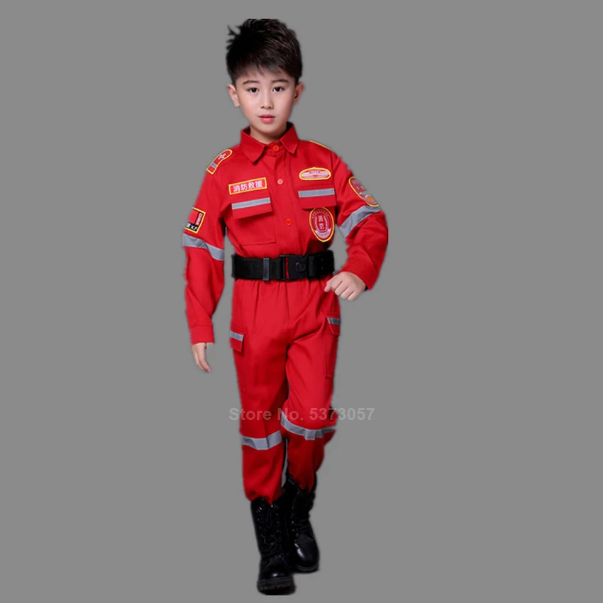 Женский костюм для мальчиков и девочек армейский пожарный Сэм одежда ролевых игр