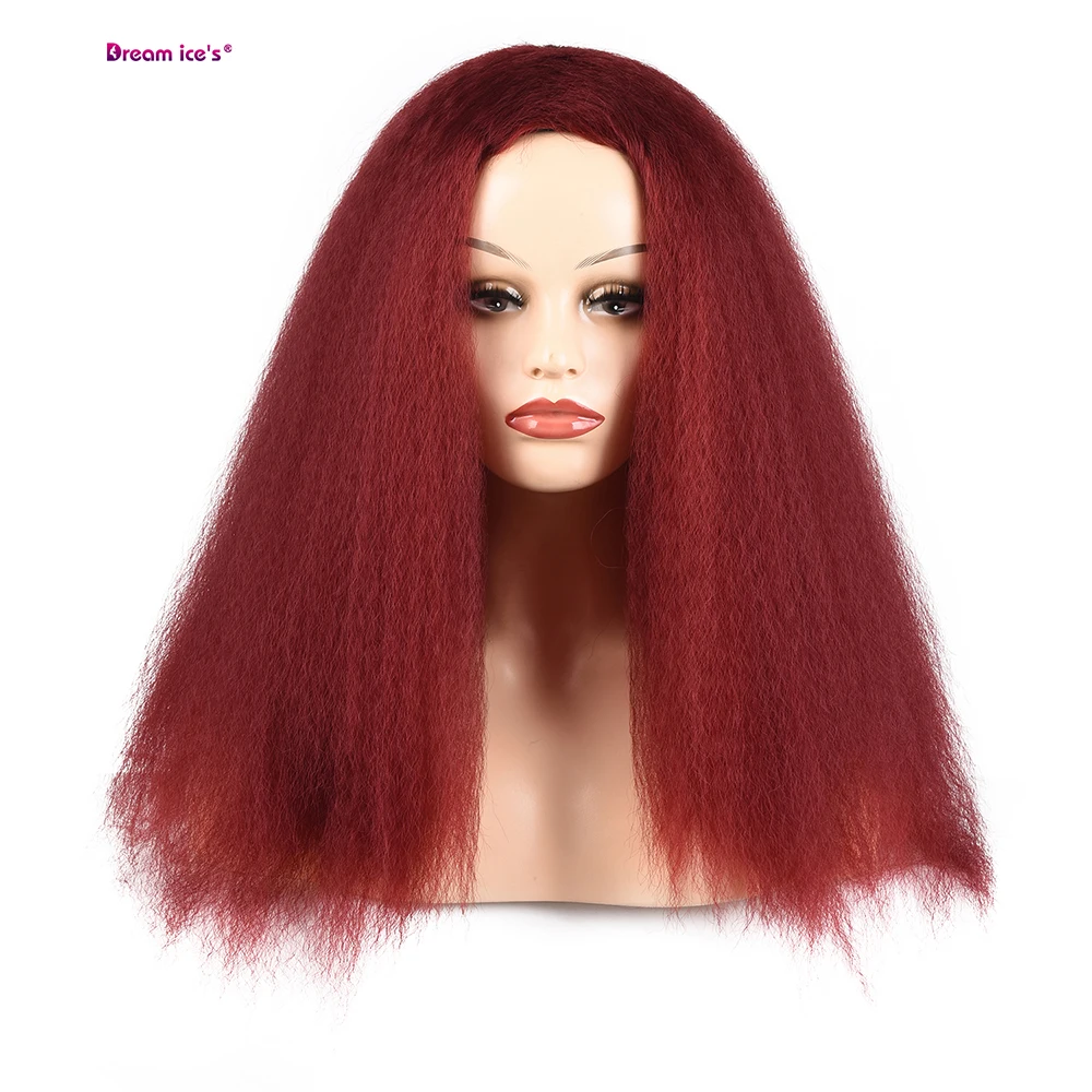 

XISHIXIUHAIR Synthetic Yaki Straight Wig 24Inch Long Hair Side Part Wigs No Bangs For African American Women