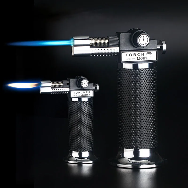 

Gas Lighter High Capacity Torch Turbine Lighter Spray Gun Butane Two Flame Blue Flame Cigar Explosion-proof Lighter Wild Kitchen