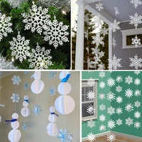 3m white car hanging decoration paper 3d snowflake pendant garland christmas