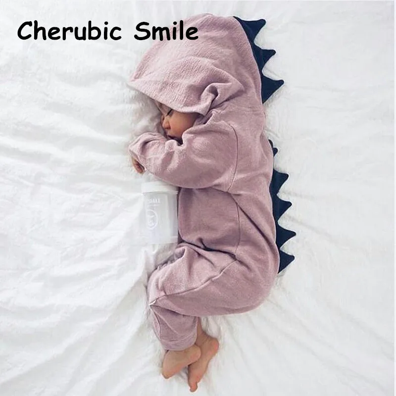 Милые комбинезоны с динозаврами Детские ползунки длинными рукавами для