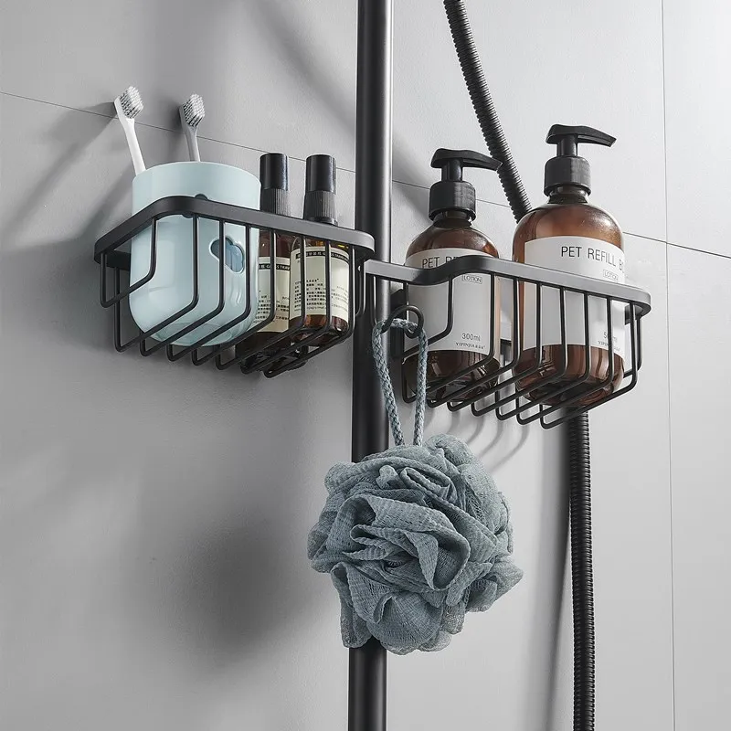 Алюминиевая корзина WZLY без отверстий однослойная полка для хранения шампуня