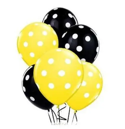 10pc Black Yellow 10 шт./лот 12 дюймов, в горошек воздушных шаров из латекса, Для мальчиков и девочек День Рождения вечерние наборы; детский душ вечерние украшения - Цвет: 10pc Black Yellow