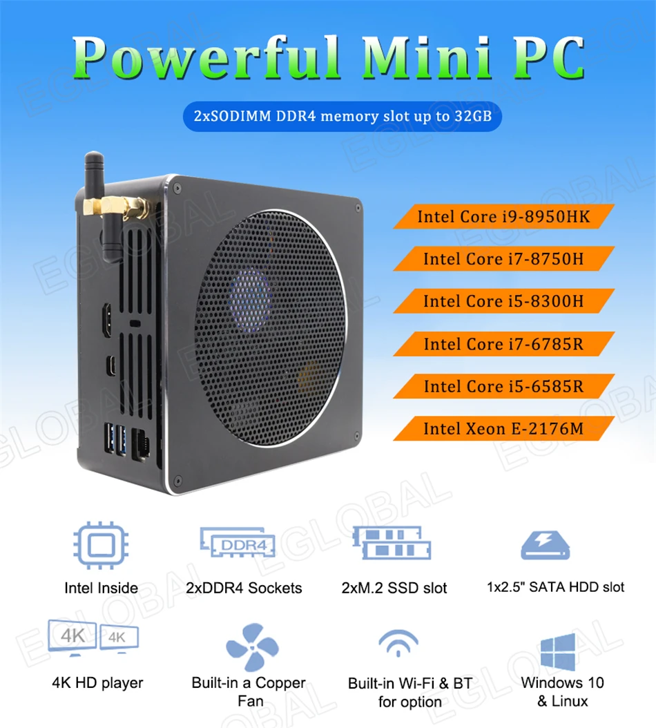 Мини-ПК coffee Lake 8-го поколения 32 Гб DDR4 Intel Core i7 8750H Xeon E3-1505M v5 2* Nvme SSD Intel UHD graphics 630 Mini DP HDMI WiFi