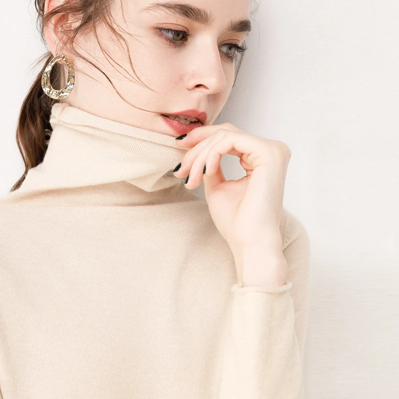 Turtleneck Women Sweater And Pullovers 2021 Winter New Solid Knitted Slim Bottoming Pulls Office Lady Elegant Tops | Женская одежда