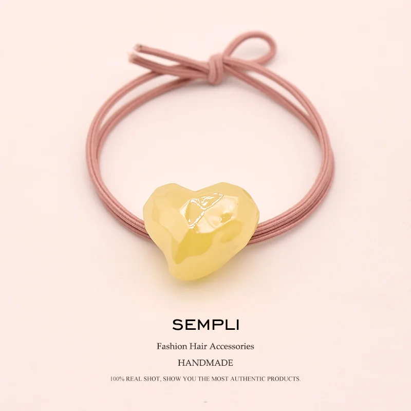 Sempli 5 ярких цветов акриловые 3D Love Heart нейлоновые высокоэластичные резиновые