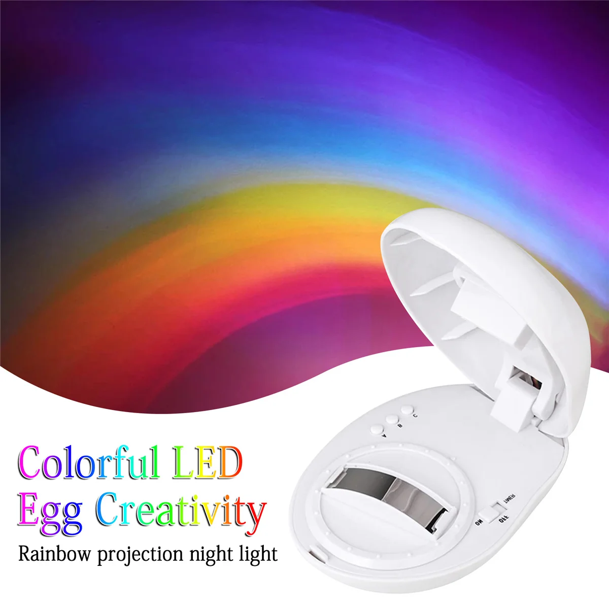 

White Rainbow Projector Night Light LED Projector Lights Rotating Battery Power Lamp for Kids Bedroom Home Decor Light Ornament