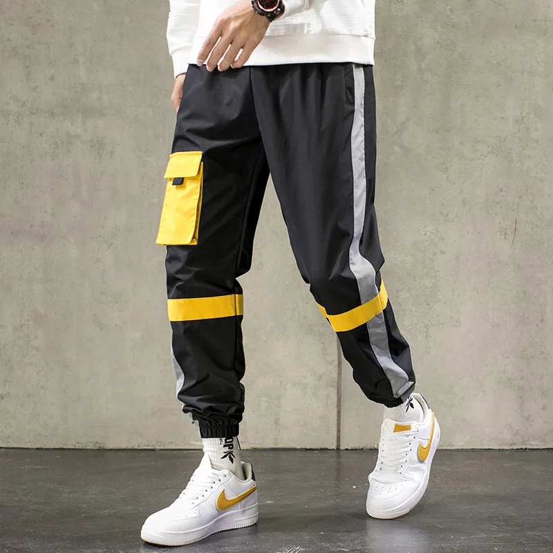 

Ready StockHip Hop Men Streetwear Military Pants Patchwork Pocket Side Striped Joggers Sweatpants Full Length Trousers For Male