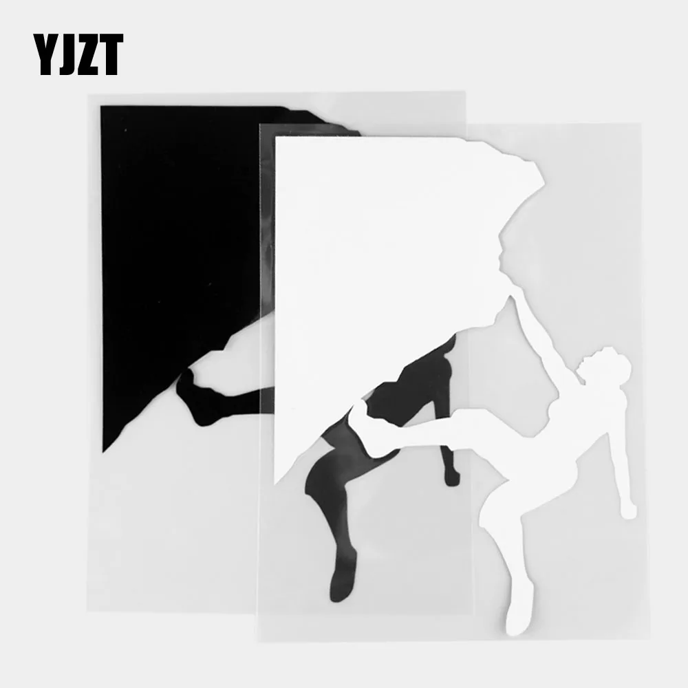 

YJZT 12.4×17.2CM Creative Car Sticker Climbing Girl Vinyl Car Exterior Classic Decorative Pattern Black/Silver 20A-0221