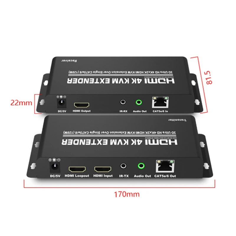 

Hdmi Extender 393Ft Kvm Extender Hdmi Kvm Single Network Cable Extension Tx and Rx Audio Independent Separation Eu Plug