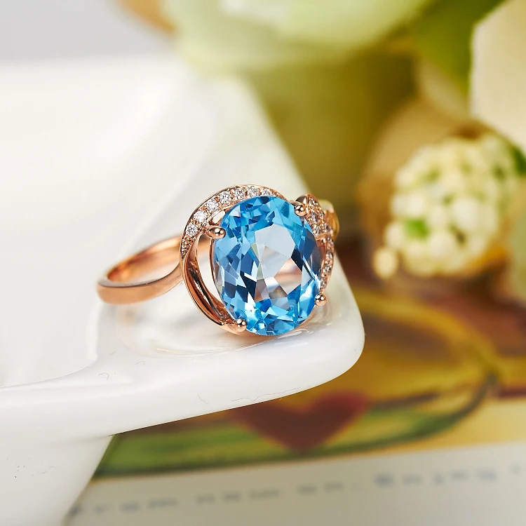 LSZB Натуральный топаз 18 К чистое золото 2020 Новинка Лидер продаж кольцо для женщин