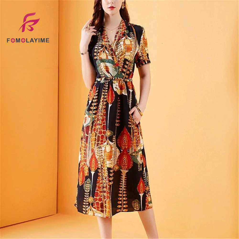 Высококачественное женское платье облегающее с принтом в стиле ретро |