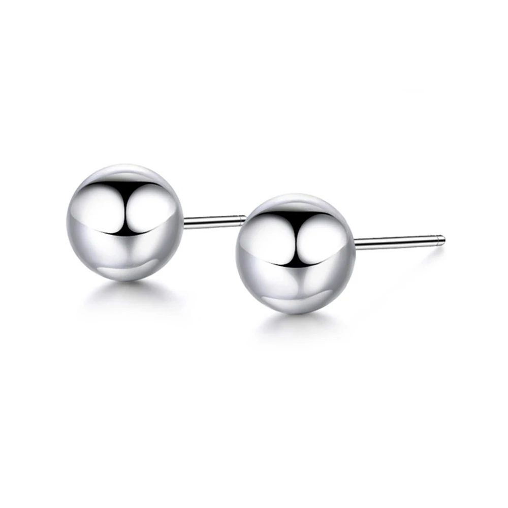 925 стерлингового серебра бусины Стад Серьги с простым дизайном в Корейском стиле