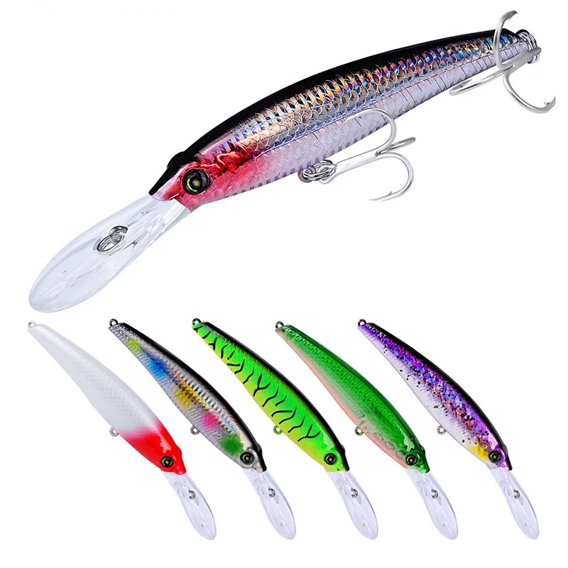 

195mm/46.5g Bionic Minnow Fishing Lure Bass Trolling Artificial Hard Bait Crankbait Wobblers 3D Eyes for Fishing Carp Pesca