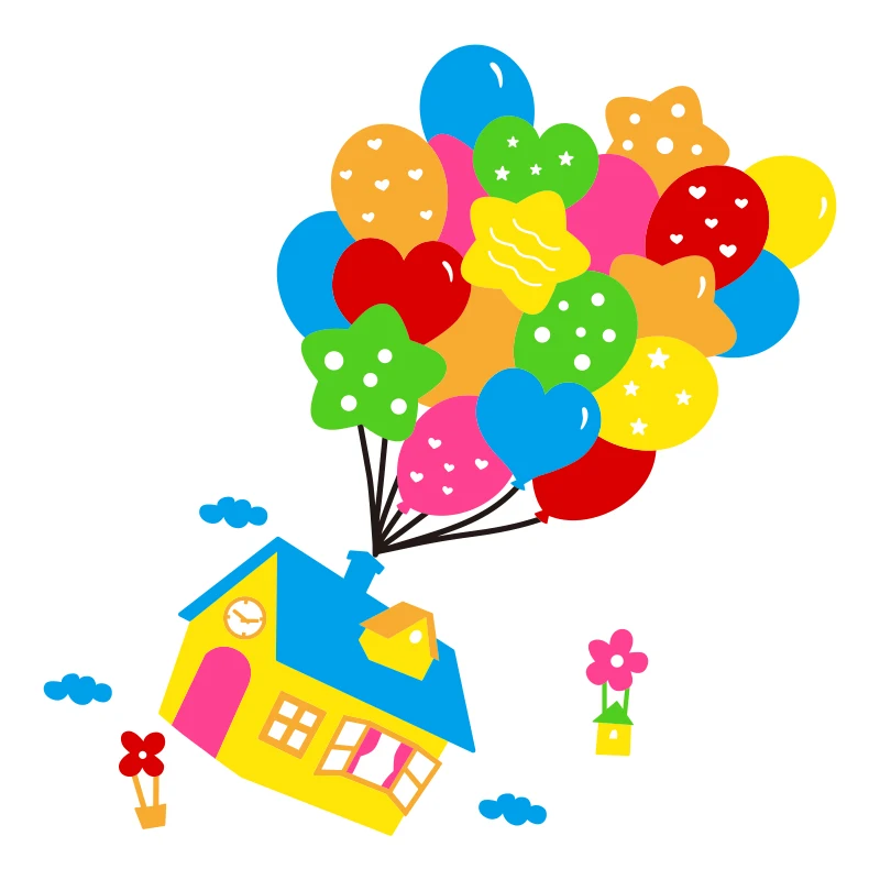

Cartoon balloon House wall stickers DIY living room 3D Home restaurant TV sofa Entrance background wall Decorative paintings