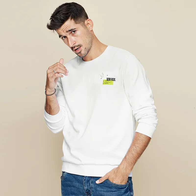 KUEGOU 2020 осень 100% хлопок вышивка принт черный Свитшот Мужская мода Японская