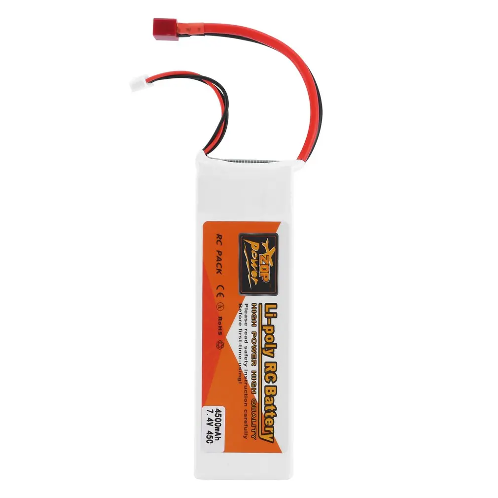 

ZOP Power Li-Poly Battery RC Battery 4500mAh 7.4V 45C With T Connector With XT60 Connector Hard Case Battery
