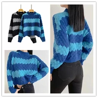 ladies sweater brandy knitted striped autumn fashion pullovers sweater loose casual long sleeve top crochet jumpers sweaters new