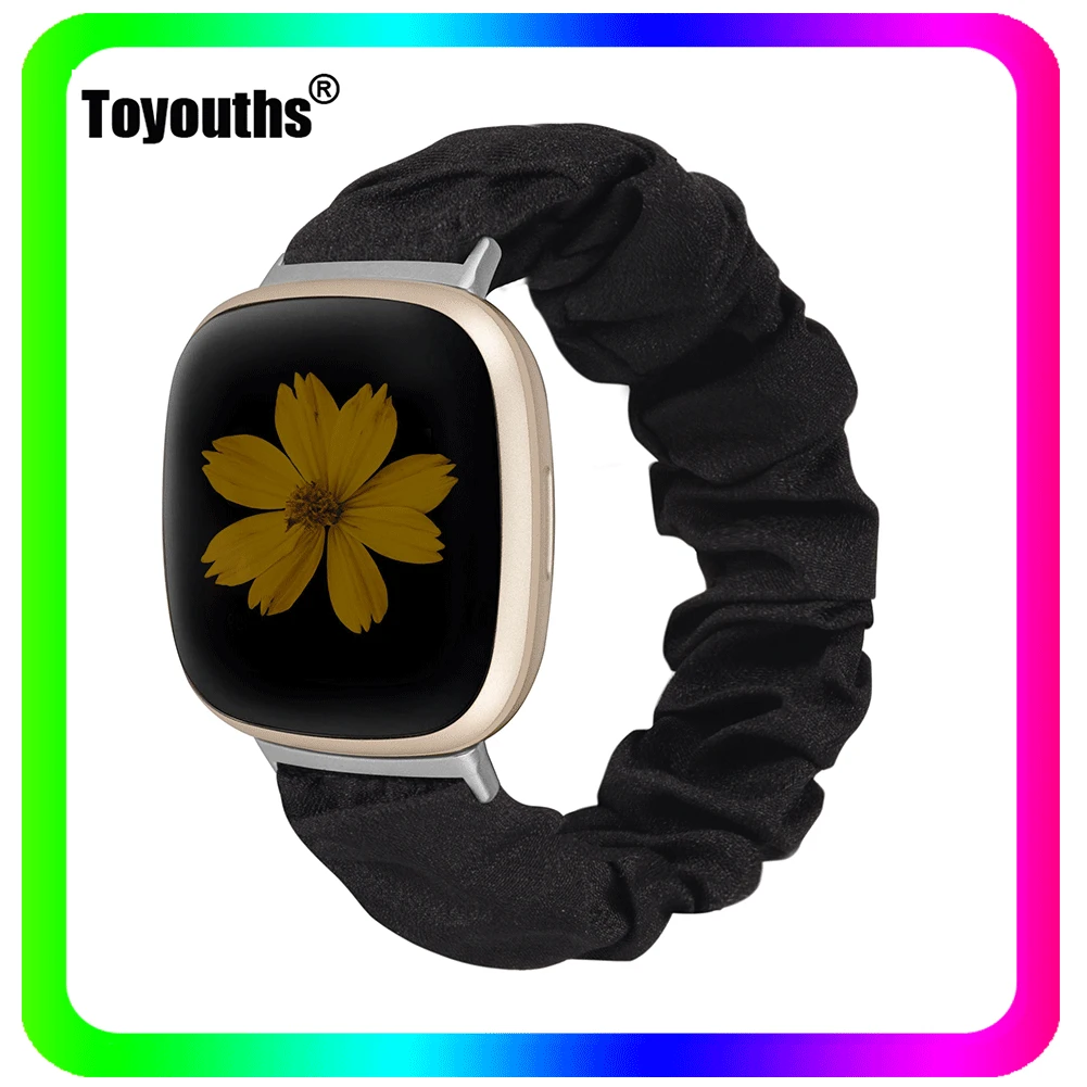 Toyouths ผ้ายืดหยุ่นสำหรับ Fitbit Versa 3ผู้หญิง Scrunchies นาฬิกาสายรัดพิมพ์สำหรับ Fitbit Versa 3