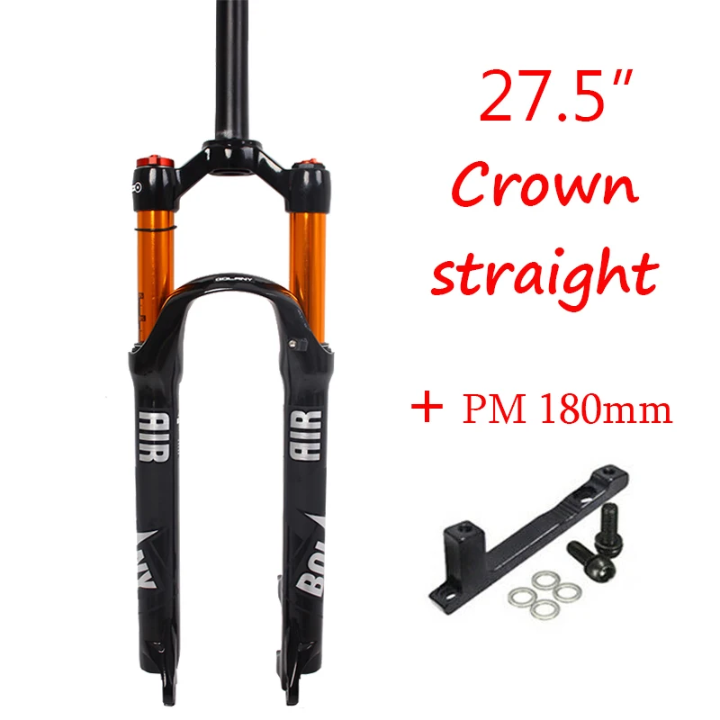 27.5 Straight Manual Вилка для MTB велосипеда 2" 27,5"/2" алюминиевая Корона вилки для горных велосипедов воздушный шок 1-1/8" для велосипеда аксессуары - Цвет: 27.5 Straight Manual