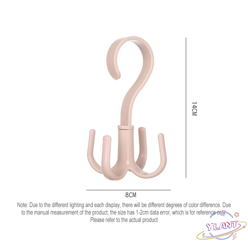 

Creative Rotating Four-claw Hook Multifunctional Wardrobe Bag Storage Hook Nail-free Plastic Tie Hanger Kitchen Home Accessories
