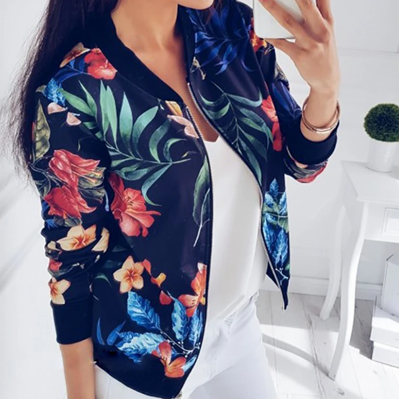 Весна укороченный жакет Женская куртка бомбер женская Повседневная пестрая