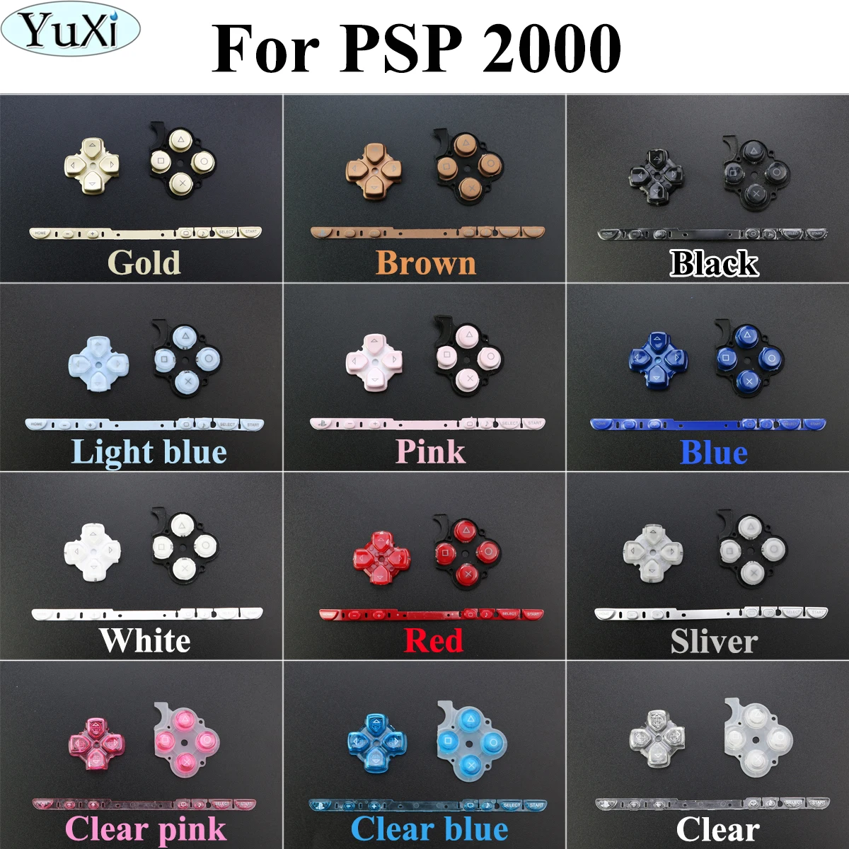 Набор запасных левых и правых кнопок YuXi Clear white balck red gold для sony PSP 2000 | Электроника