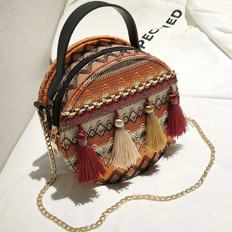 Национальный полосатый Женский кошелек с вышивкой в стиле бохо летние мини-сумки