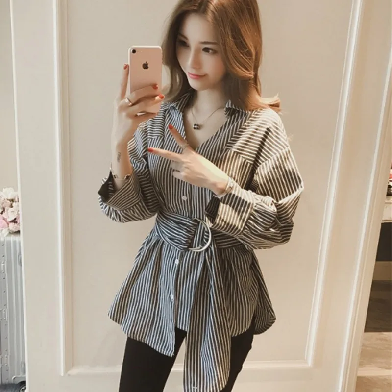 Женская рубашка-блуза с V-образным вырезом и длинным рукавом | одежда