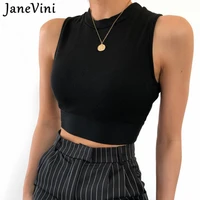 janevini chic backless women tank top bandage slim crop top sexy casual streetwear tops solid cotton soft criss cross top
