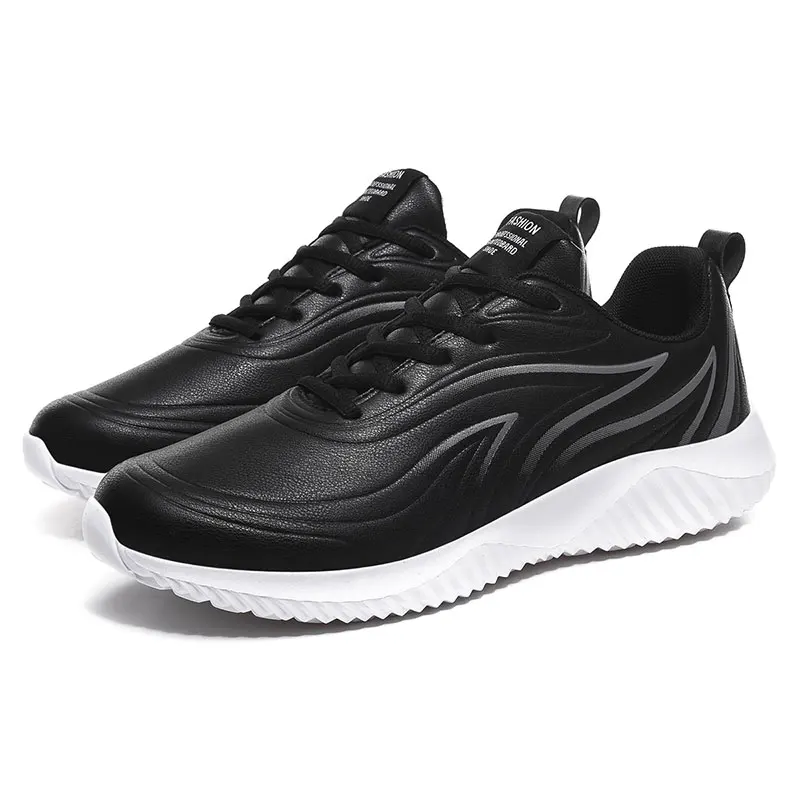 Кроссовки мужские из ПУ кожи повседневная обувь для бега на шнуровке улицы