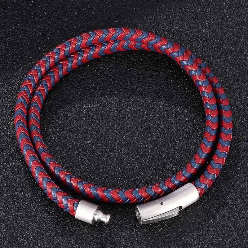 Модные мужские и женские ювелирные изделия красный синий многослойный Плетеный