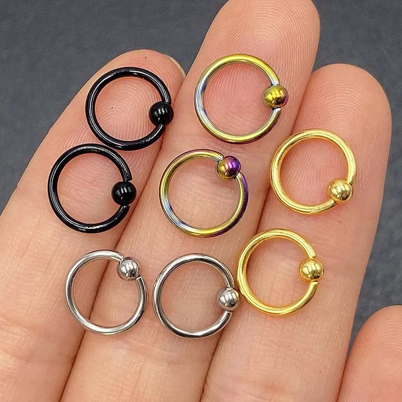 

4PCS Nose Rings Stainless Steel Eyebrow Belly Studs Lip Tongue Nails Piercing Nose Ring Simple Punk Body Jewelry for Women Men