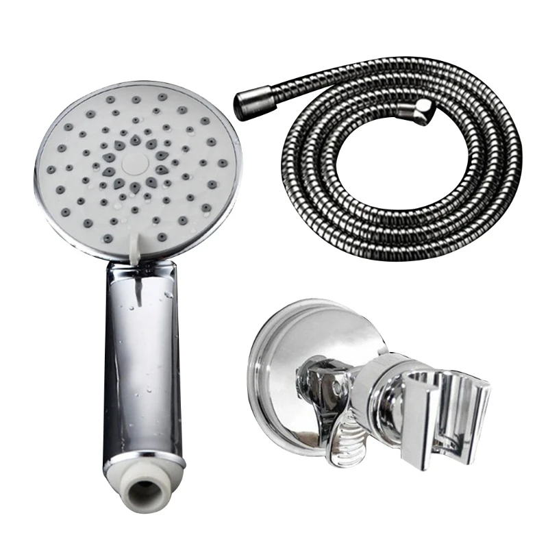 

Wall Shower Head Power Spray with Suction Cup Bracket and Hose Multifunctional